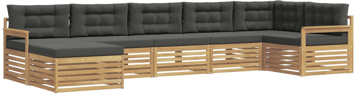 vidaXL Buiten - bank - set - 7 - st - 7-zits - Wit - en - antracietkleurig Wit en antracietkleurig