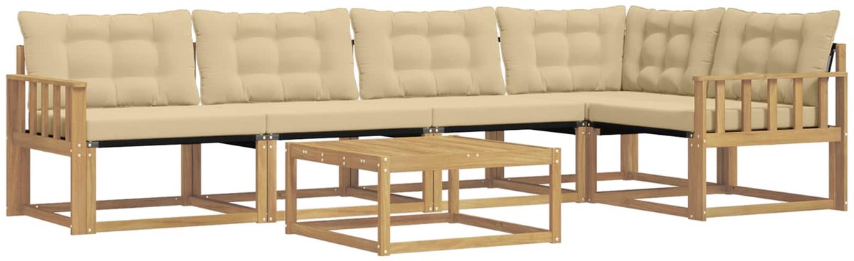vidaXL Buiten - bank - set - 6 - st - Wit - en - Beige Wit en beige