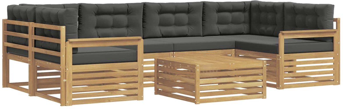 vidaXL Buiten - bank - set - 7 - st - 6-zits - Wit - en - antracietkleurig - Polyester Wit en antracietkleurig