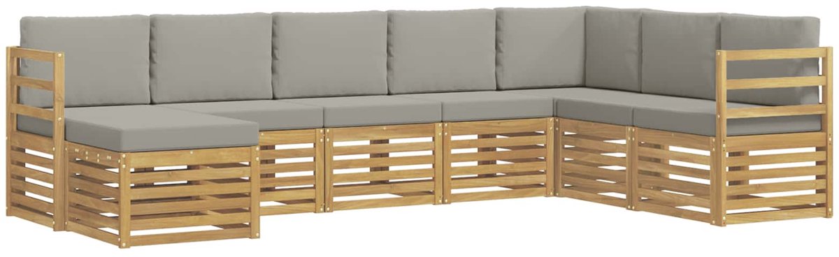 vidaXL Buiten - bank - set - 8 - st - 8-zits - Wit - en - Lichtgrijs - Polyester Wit en Lichtgrijs