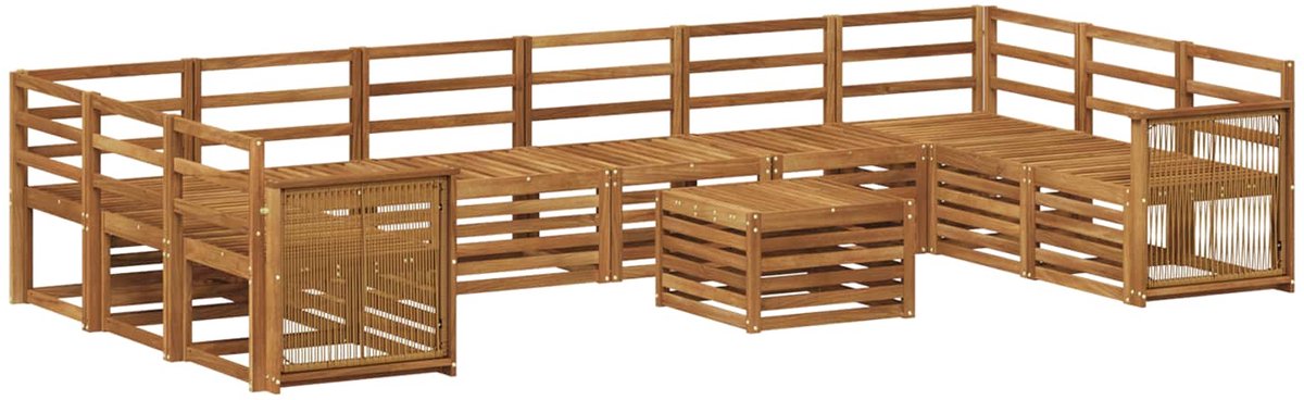 vidaXL Buiten - bank - set - 11 - st - 10-zits - Naturel - Massief - Acacia - Hout