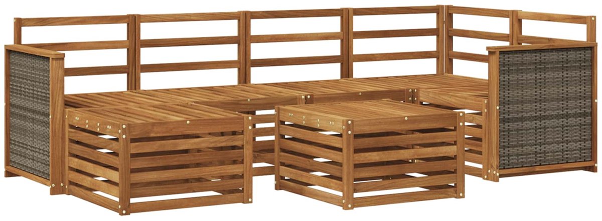 vidaXL Buiten - bank - set - 7 - st - 5-zits - Naturel - Massief - Acacia - Hout