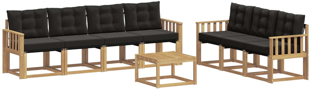 vidaXL Buiten - bank - set - 8 - st - 7-zits - Wit - en - zwart Wit en zwart