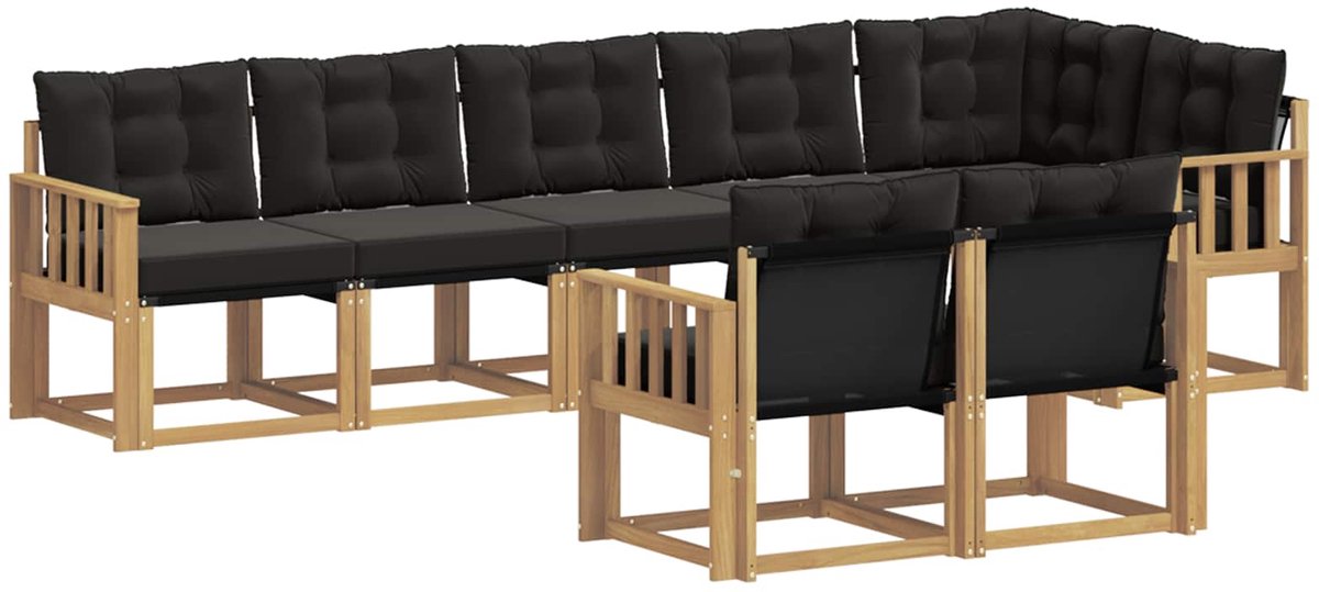 vidaXL Buiten - bank - set - 8 - st - 7-zits - Wit - en - zwart Wit en zwart