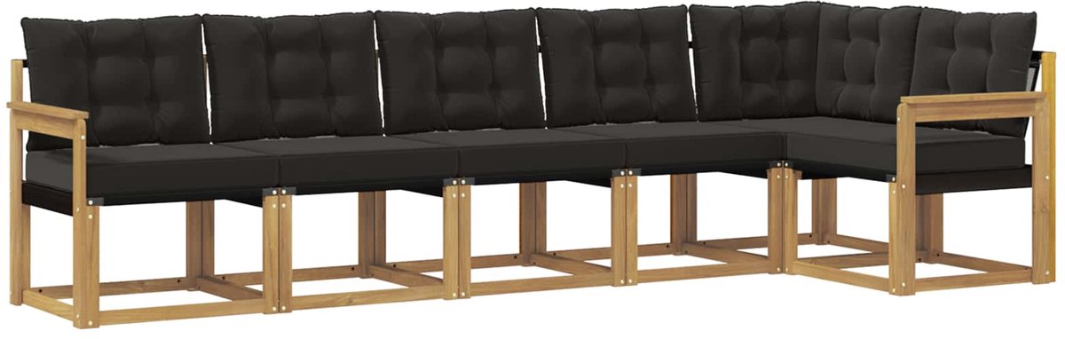 vidaXL Buiten - bank - set - 6 - st - 6-zits - Wit - en - zwart Wit en zwart