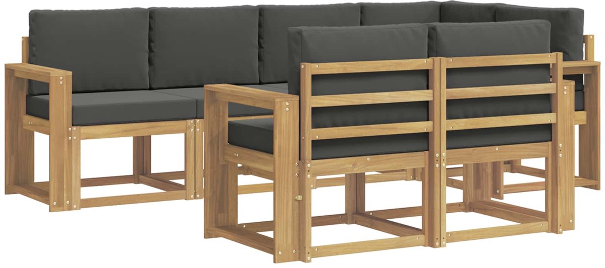 vidaXL Buiten - bank - set - 7 - st - 7-zits - Wit - en - antracietkleurig - Polyester Wit en antracietkleurig
