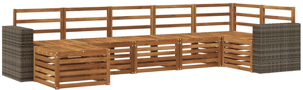 vidaXL Buiten - bank - set - 7 - st - 6-zits - Naturel - Massief - Acacia - Hout