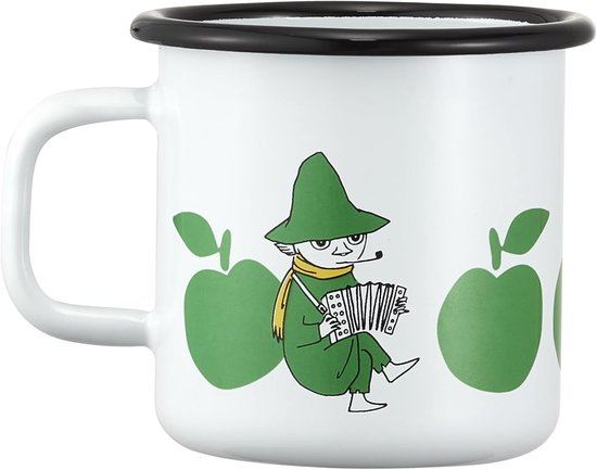 Emaille Mok - Muurla Mok Mok - Warme Dranken - Nostalgische Illustratie - 037 L - Wit — afbeelding 3