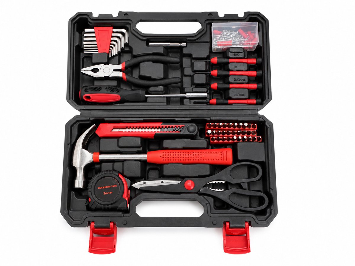 Gereedschapskoffer 126-delig – Complete Gereedschapset met Koffer – Schroevendraaiers, Hamer & Bits – Alpha Omega