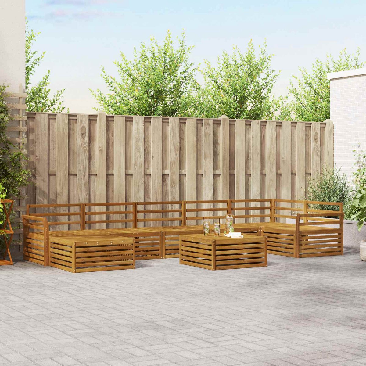vidaXL Buiten - bank - set - 8 - st - 7-zits - Naturel - Massief - Acacia - Hout