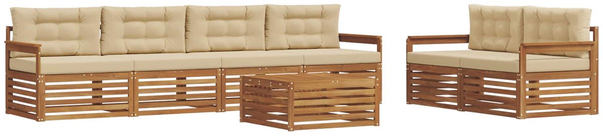 vidaXL Buiten - bank - set - 7 - st - Natuurlijk - en - Beige Natuurlijk en Beige
