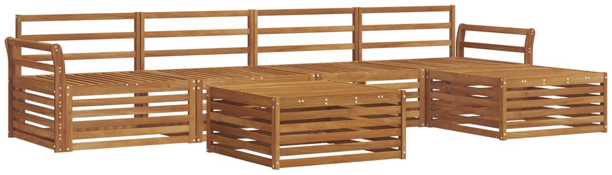 vidaXL Buiten - bank - set - 6 - st - Naturel - Massief - Acacia - Hout