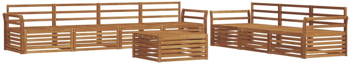 vidaXL Buiten - bank - set - 8 - st - Naturel - Massief - Acacia - Hout
