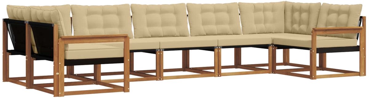 vidaXL Buiten - bank - set - 7 - st - 7-zits - Natuurlijk - en - Beige Natuurlijk en Beige