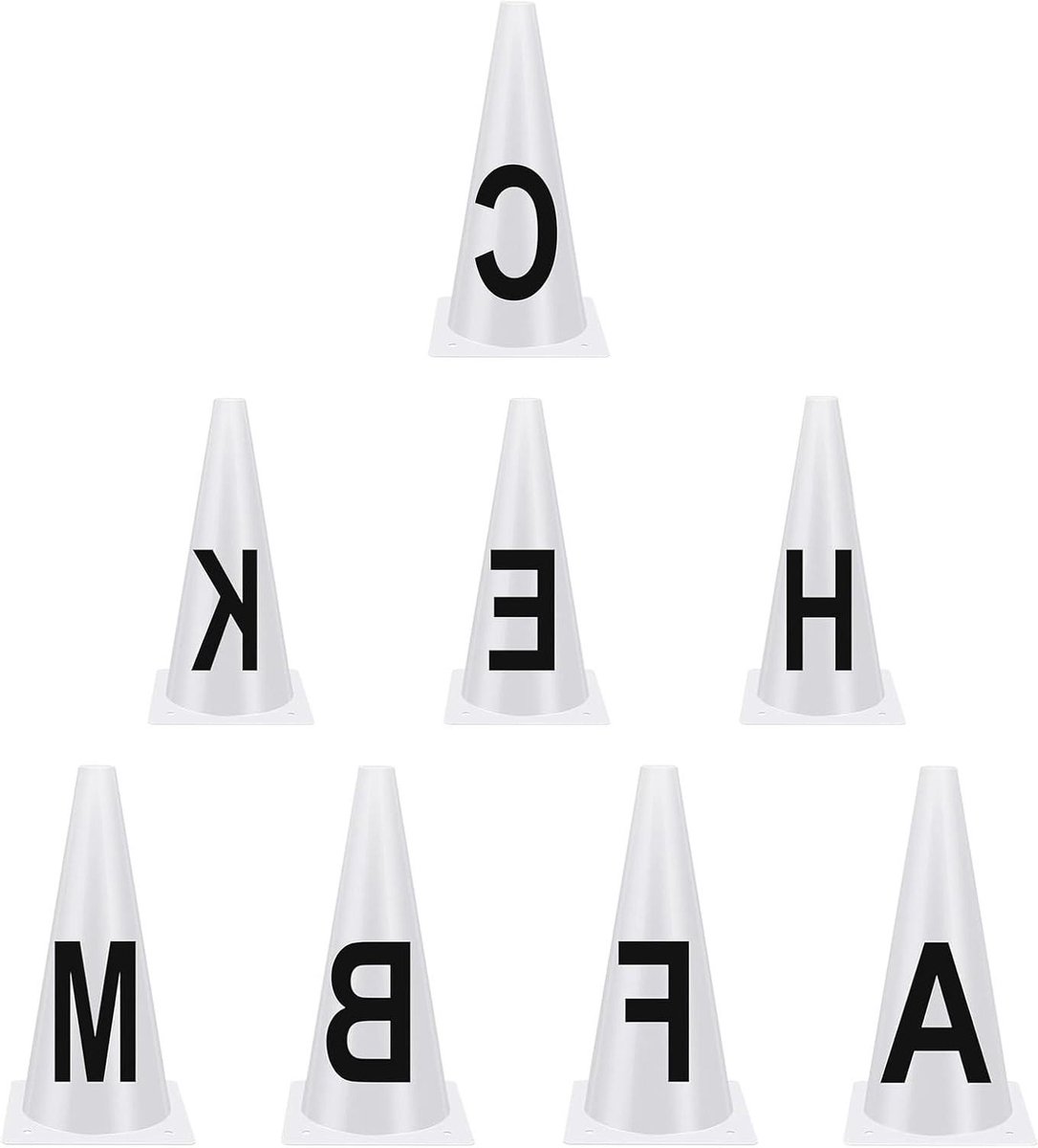 Dressagekegels Paardentraining - Sportpylonen Ruitersport - Paardrijden Oefenen - Met Letters - 16 cm Hoog - 8 Stuks