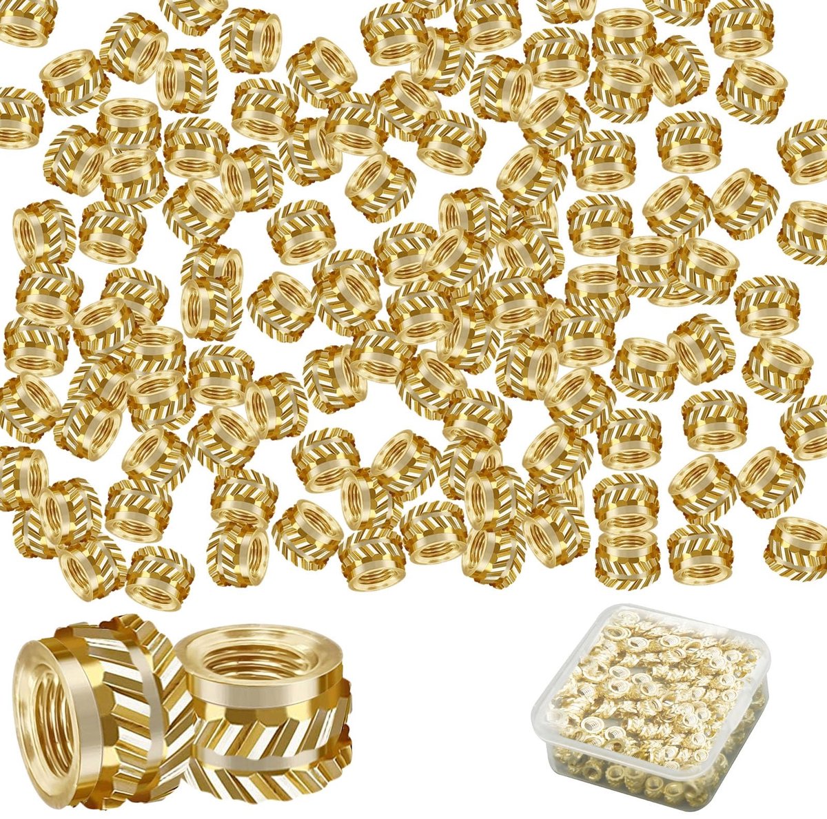 aladdien - Thermische Inserts - Hoogwaardige Messing Moeren - 100 Stuks - 3D Printen - Duurzaam en Betrouwbaar - Ideaal voor Technische Toepassingen...