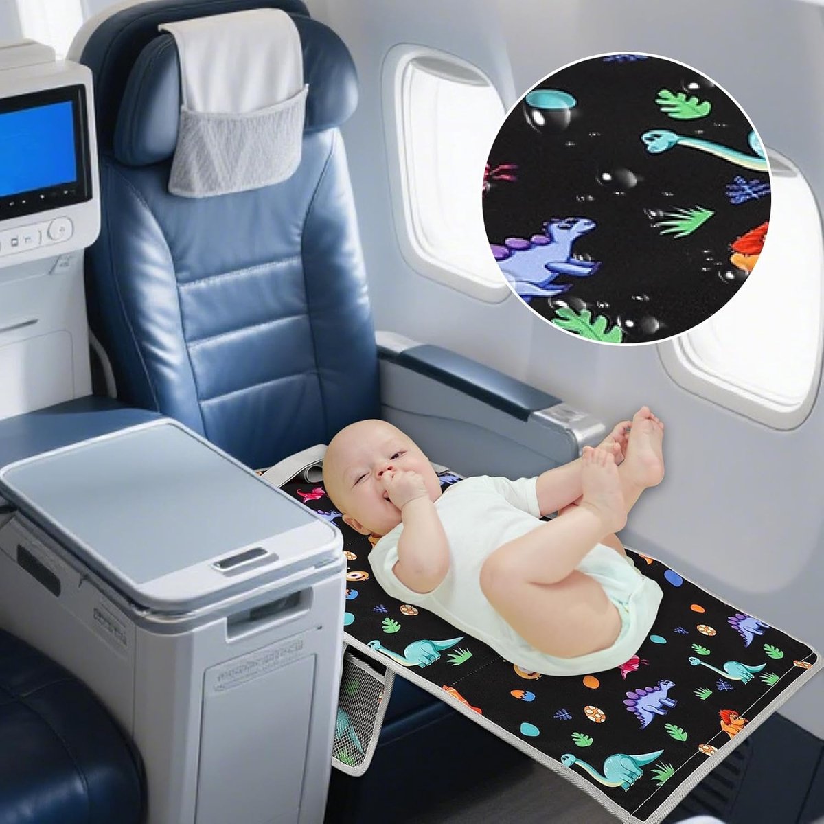 Vliegtuigbed Kinderen - Reisbed Vliegtuig - Comfortabel Reizen - Inklapbaar Draagbaar - 76 x 44.5 cm - Dinosaurus