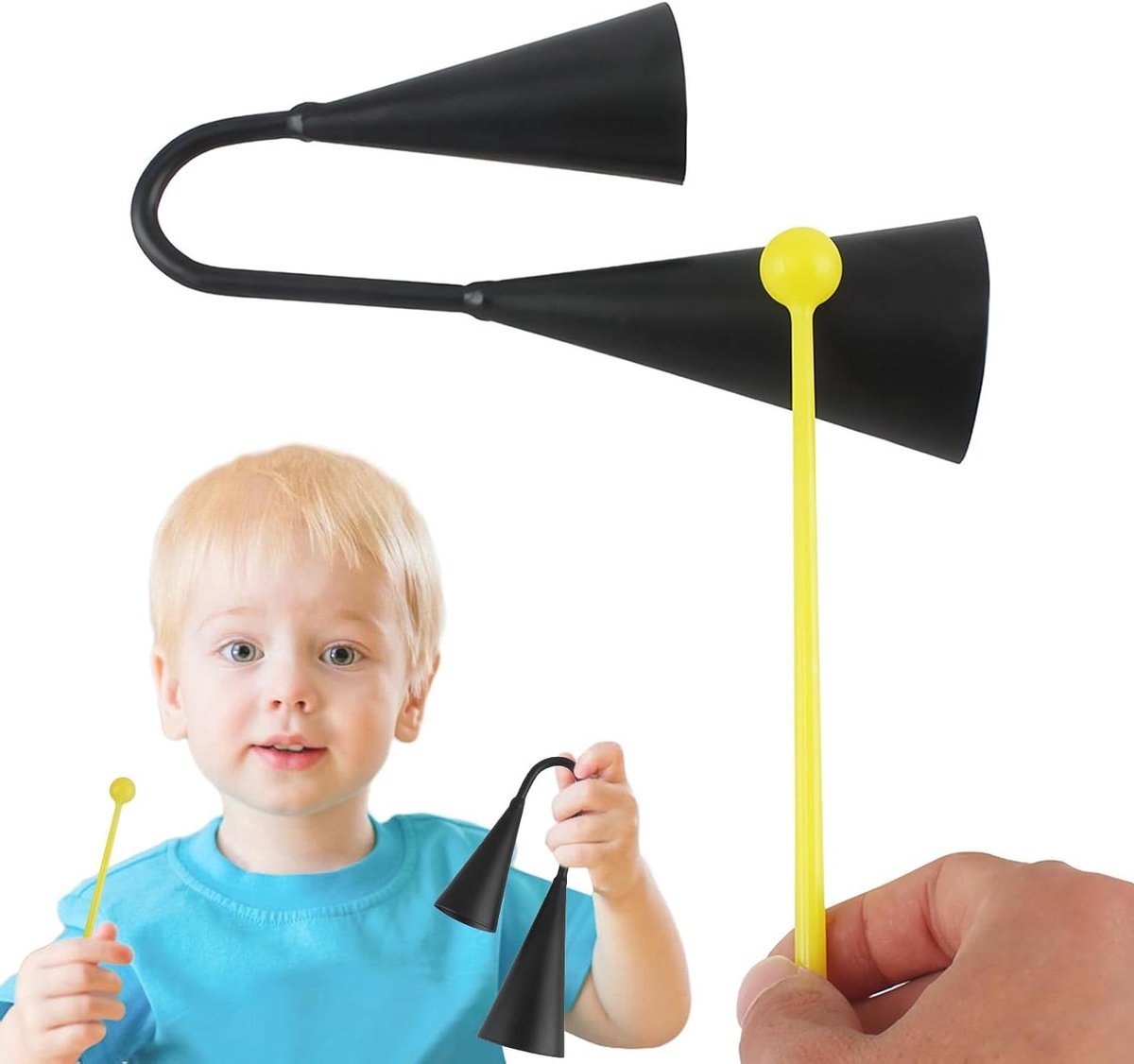 Draagbare Koebel - Handbel Percussie - Muziek Educatie - Dubbele Toon - 18 x 10 cm - Zilver