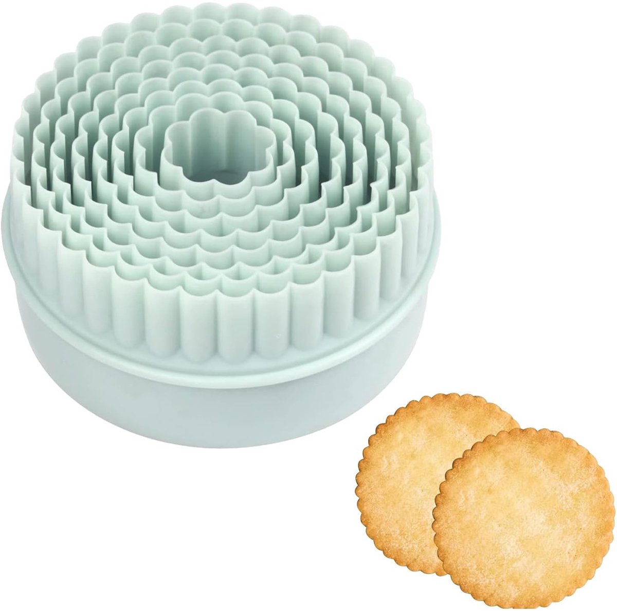 ONF3 - Koekjesuitsteeksets - Bakaccessoire - 8-delige Set - Plastic en Dubbelzijdig - Ribbel- en Glad Randontwerp - Ideaal voor Bakken - Multicolor