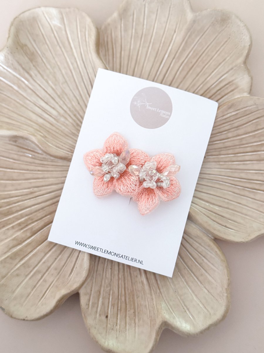Haarspeldje Lotus - Peach - Alligator Haarspeldje - Haarspeldjes voor Meisje & Kinderen - Haaraccessoires voor Peuters & Kleuters