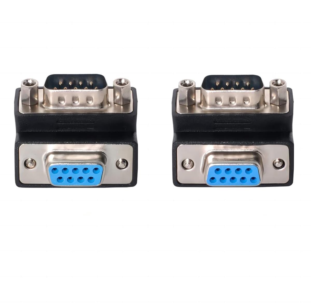 SolidChoice - RS232 9Pin Male naar Female Adapter - 90 Graden Verbinder - Geschikt voor PC - Compact formaat - Hoge kwaliteit - Betrouwbare verbinding