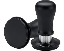 Espresso Tamper - Koffie Aandrukker - Perfect Espresso Maken - Veerbelast Instelbaar - 58.5 mm - Zwart