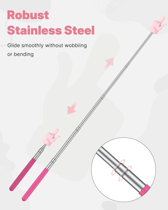 Telescopische Wijzer - Vingerwijzer Hand - Lesgeven Presenteren - Uitschuifbaar Tot 55cm - 55 cm - Roze — afbeelding 4
