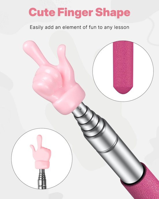 Telescopische Wijzer - Vingerwijzer Hand - Lesgeven Presenteren - Uitschuifbaar Tot 55cm - 55 cm - Roze — afbeelding 5