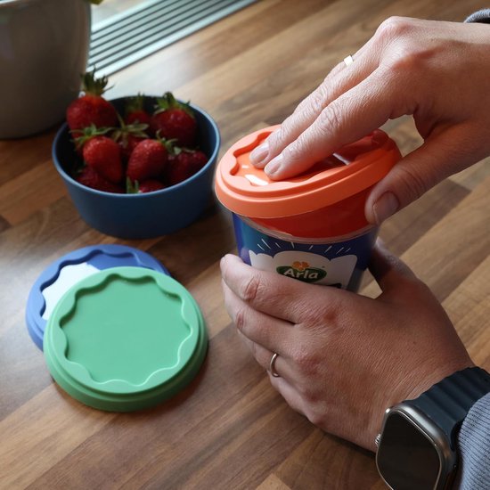 Herbruikbare Deksel Set - Vershouddeksels - Yoghurt Bewaren - Luchtdichte Afsluiting - 3 Delig - Multicolor — afbeelding 4