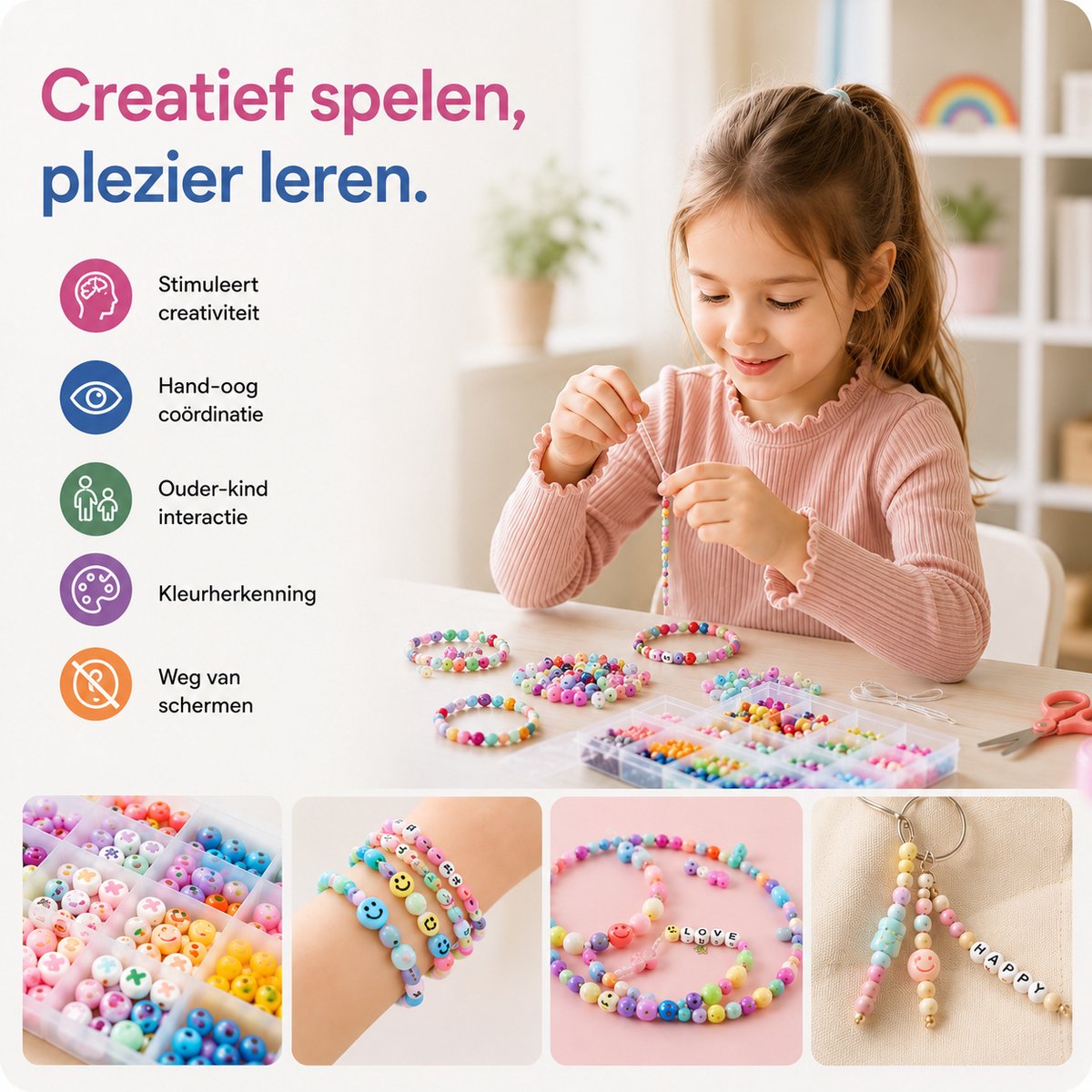 BOTC Sieraden Set - knutselen meisjes - armbandjes maken meisjes - 20 kleuren - 3300-Delig - Sprankelende Sieraden Maken Pakket - Kralen Set — afbeelding 6