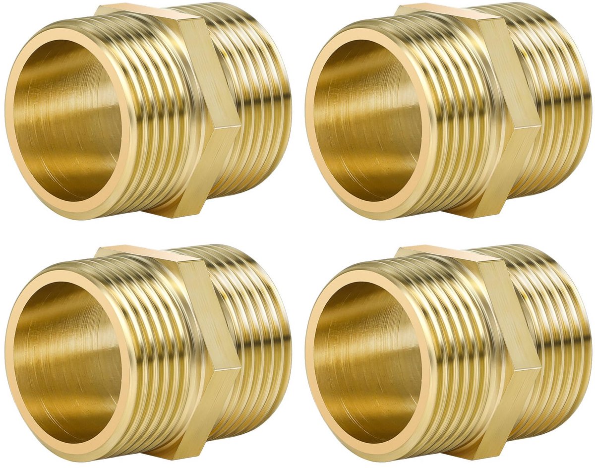 carmdering - Dubbele Mannelon - Messing Nippel - Buitendraad Fitting - Hoge Drukweerstand - Corrosiebestendig - Messing - Zeshoekig Ontwerp - Geen Lassen Vereist - Set Van 3