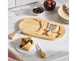 Karaca Cheesekit Bamboe Kaasplank Set - Snij- en Serveerplank - Incl. Kaasmessen - Hout & RVS