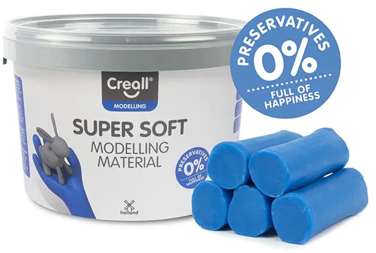 Creall Supersoft boetseerklei - blauw - hersluitbare emmer - 1750 gram - glutenvrij - gemaakt in Nederland — afbeelding 11