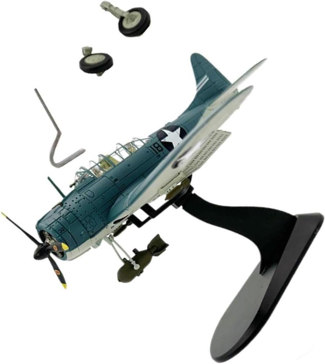 Vliegtuigmodel - Modelvliegtuig Displaystandaard - Verzamelobject Tentoonstellen - Gegoten Metaal - 1/72 Schaal - Grijs