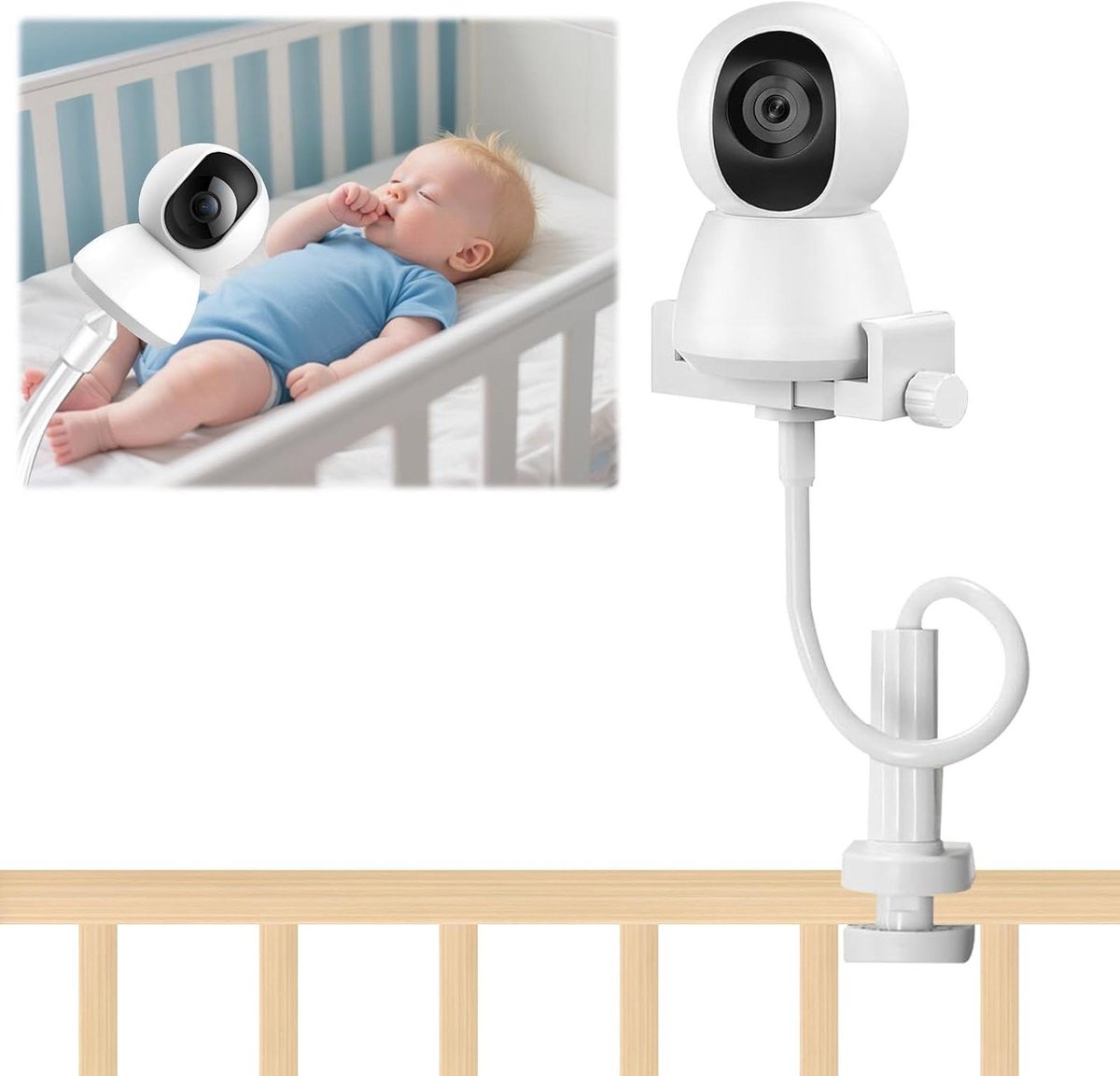 Babyfoonhouder - Camerahouder Flexibel - Baby Observeren - Verstelbare Klem - 0.5m Lengte - Zwart
