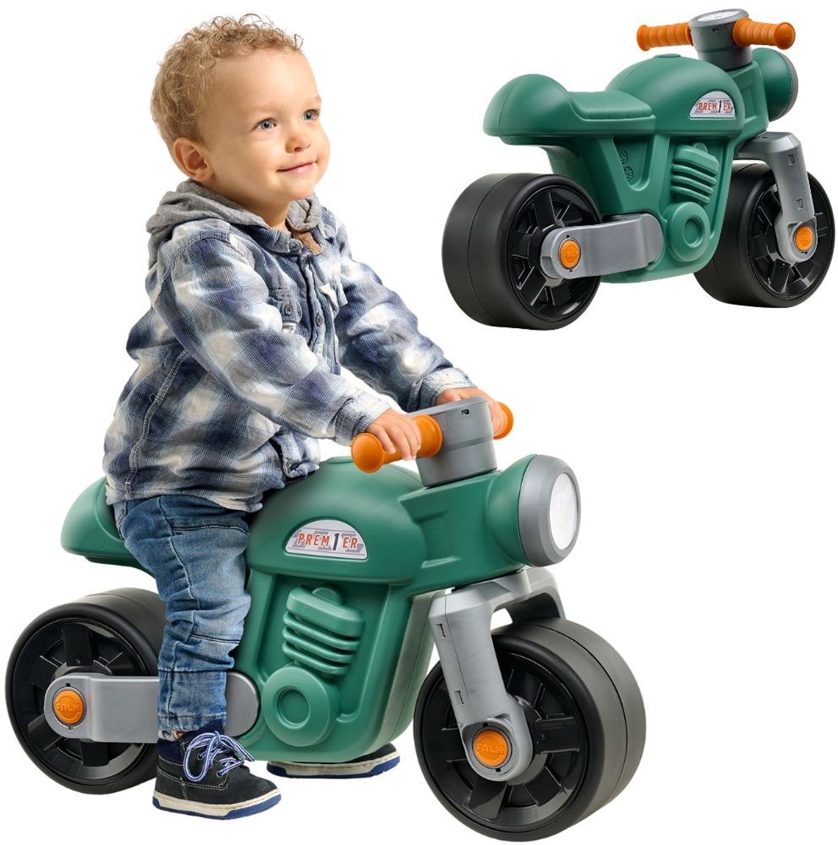 Falk loopmotor Moto Premier Vintage Groen voor 1-3 jaar - UNI