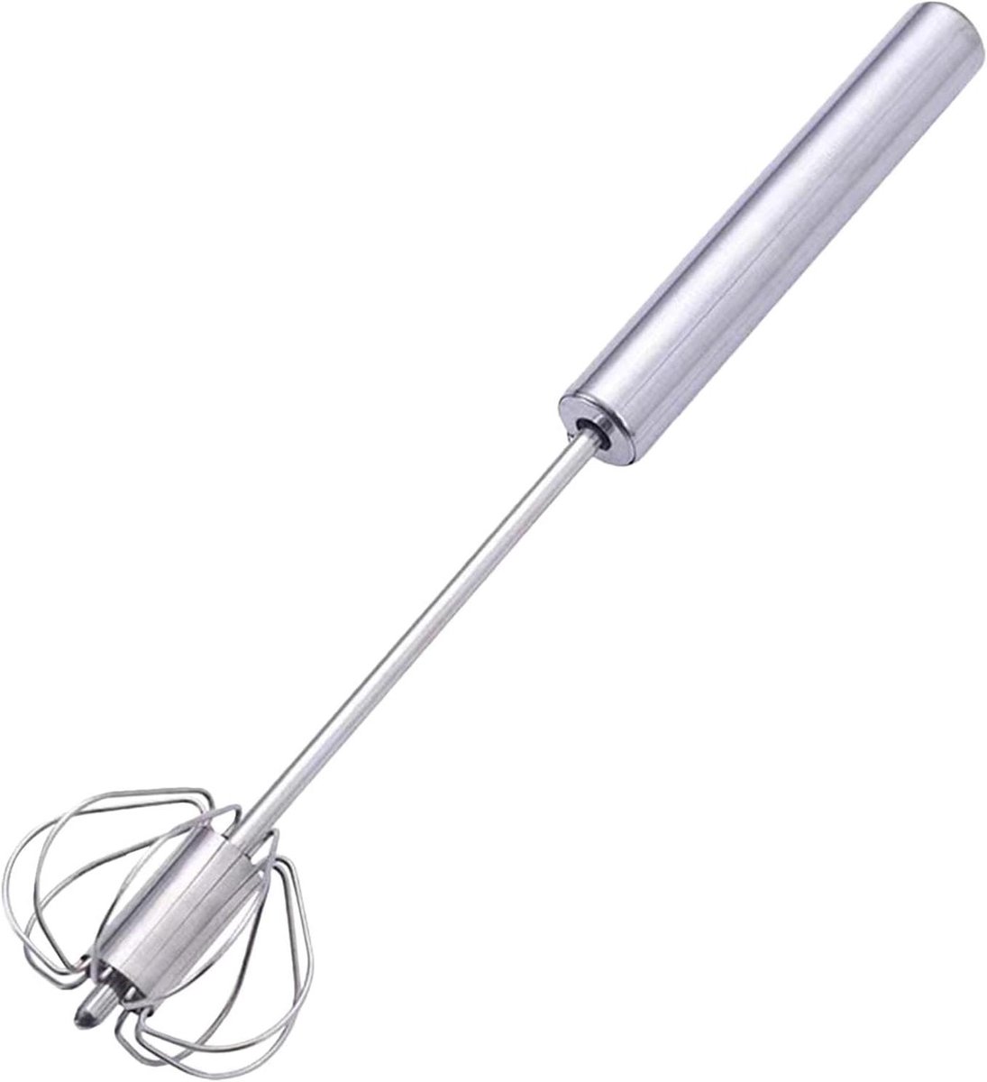 Halfautomatische Garde - Draaibare Eierklopper - Snel Mengen - Roestvrij Staal - 27 cm - Zilver