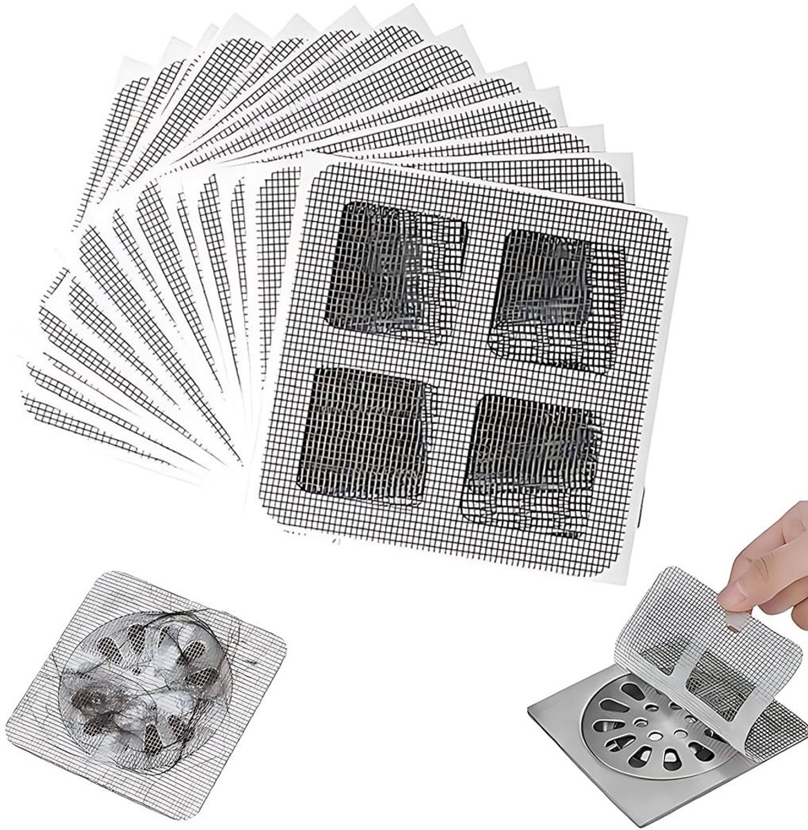 aladdien - Wegwerpbare stickers - Afvoerbeschermer - Sterke hechting - Wit - Drain filter - Eenvoudig in gebruik - Geschikt voor douche drains - Haa...