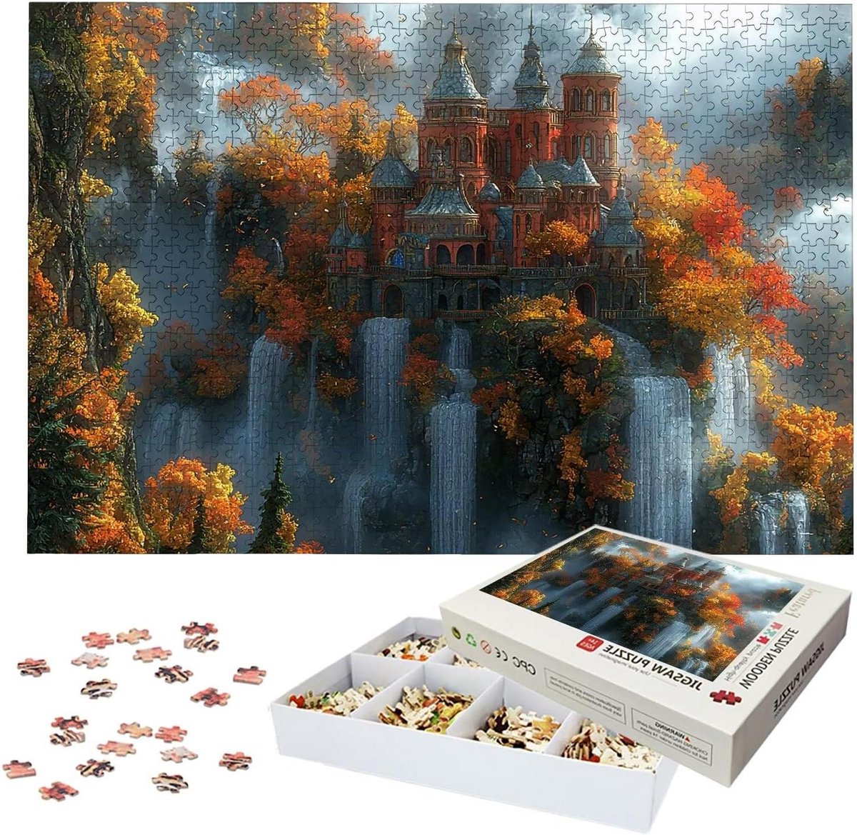 Houten Puzzel - Landschapspuzzel Volwassenen - Ontspanning en Uitdaging - Lettermarkering op Achterkant - 122 x 81 cm - Meerkleurig