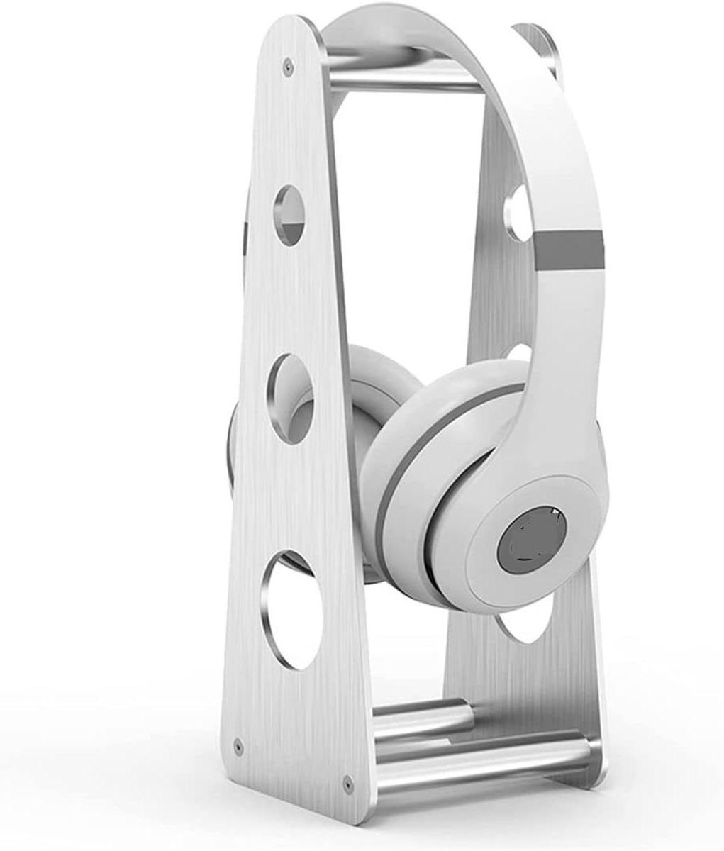 Hoofdtelefoonhouder - Headsetstandaard Bureau Organizer - Bureau Opruimen - Stijlvol Aluminium Ontwerp - 96x96x260 mm - Wit