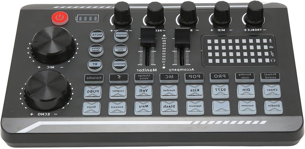 Geluidsmixer - Live Geluidskaart - Podcast opname - Intelligente ruisonderdrukking - 1200mAh batterij - Zwart