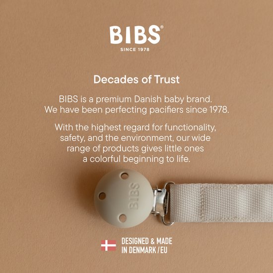 BIBS fopspeenkoord - Bevestig de fopspeen van je baby met een koord van duurzaam polyester band en nikkelvrije metalen clip - Past op alle BIBS fopspenen - Dusty Blue van BIBS — afbeelding 5