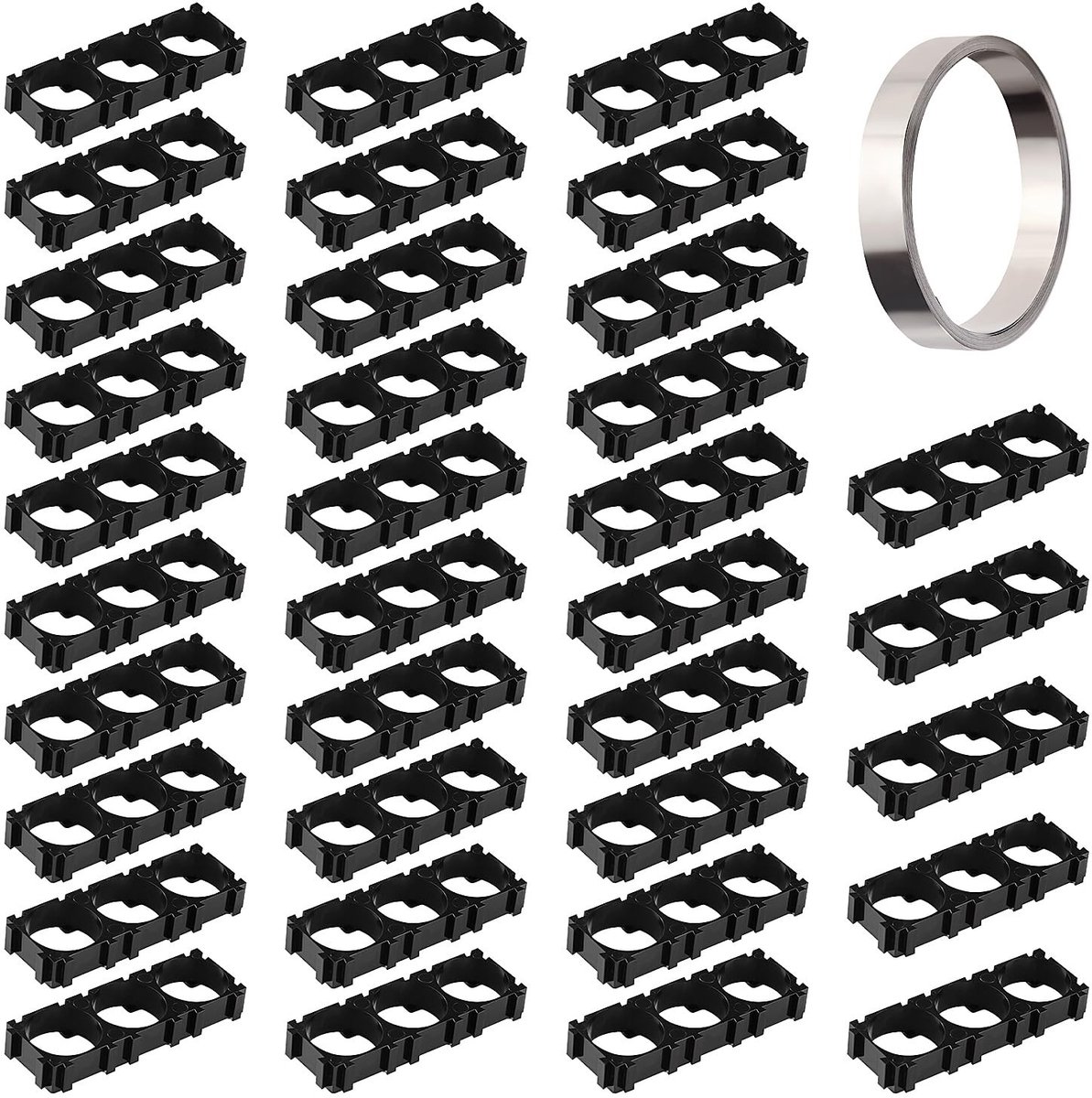 ONF3 - 18650 Batterijhouder - 3 Cels - 35 Stuks - Zwart - Nikkelstrip Inbegrepen - Geschikt voor Li-ion Batterijen - 3m Nikkelstrip