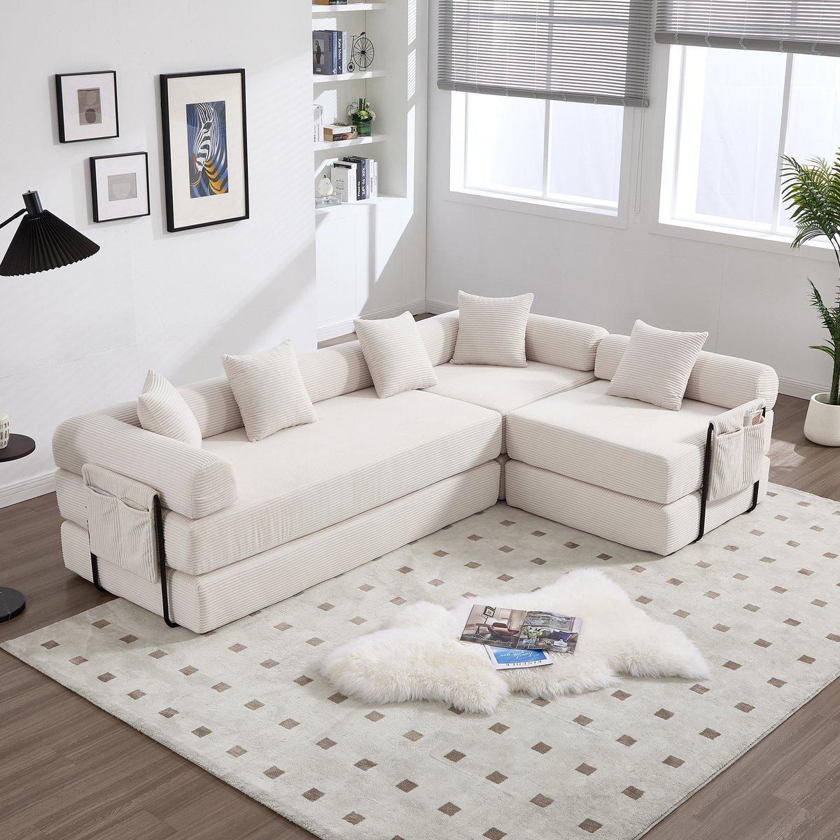 Een comfortabele familiebank met opbergruimte en modulaire functionaliteit – vacuümverpakt