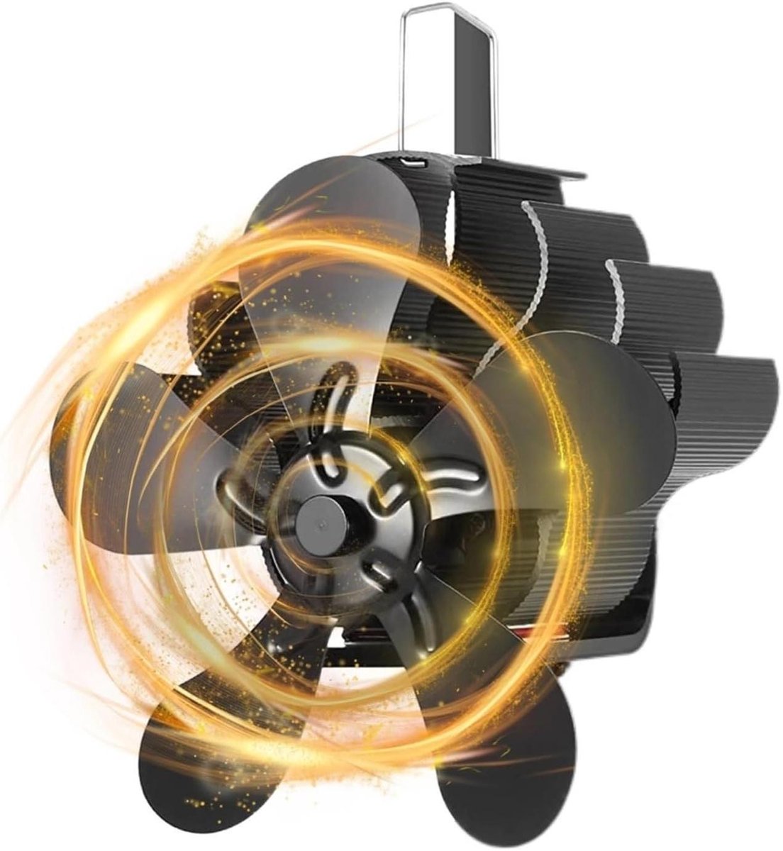Haard Ventilator - Kachel Ventilator - Warmte Verdelen - Stil Zonder Elektriciteit - Eén Maat - Zwart
