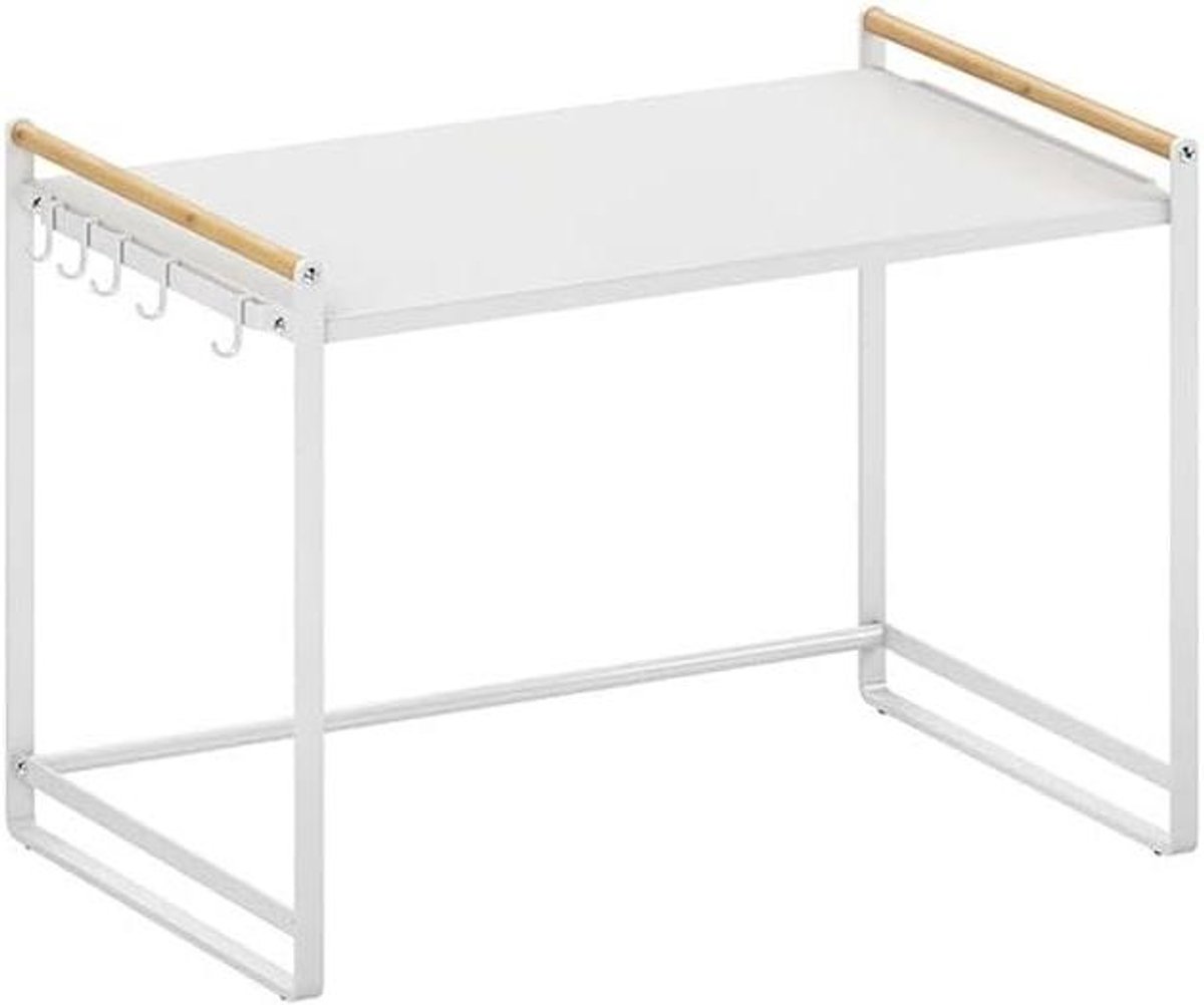 Keuken Organisator Plank - Magnetron Tafel - Keuken Opbergen - Met Haken - 52x32x36 cm - Wit