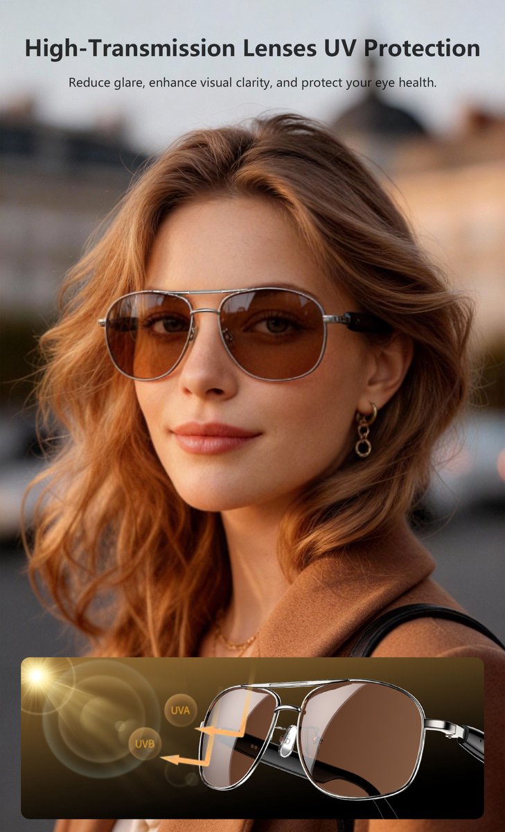 Blackview D1 Pro Bluetooth Zonnebril - Smart Glasses - Goud thumbnail 2