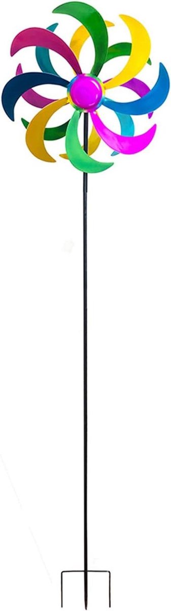 Tuin Windspinner - Windmolen Buiten - Tuin Decoratie - Dubbele Draairichting - 54 Inch Hoog - Veelkleurig