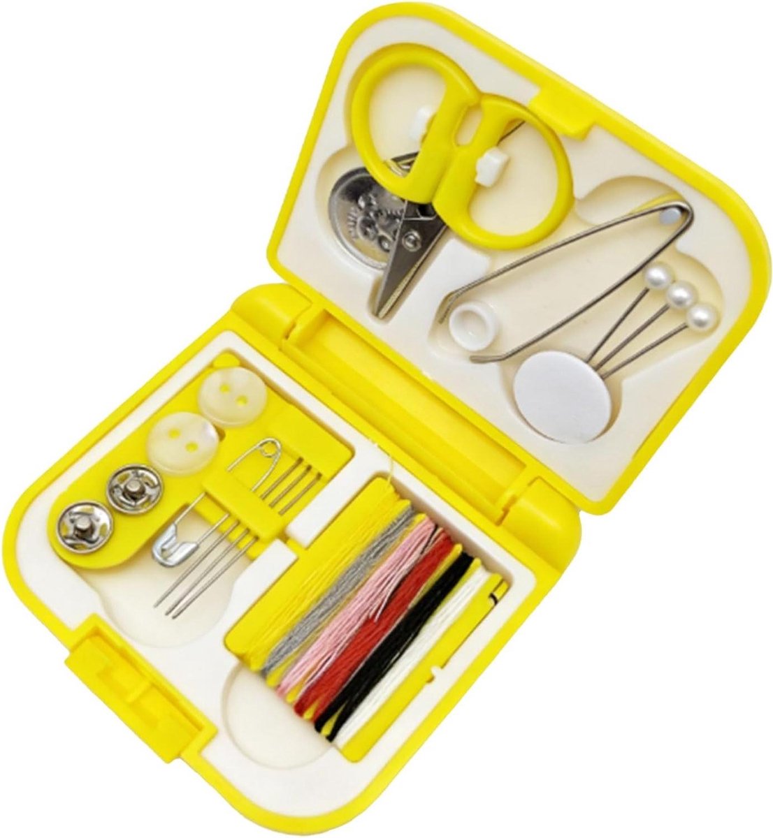 Naaiset - Draad en Naald Set - Kleding Repareren - Alles-in-één Organizer - 7.5 x 7 x 2 cm - Geel