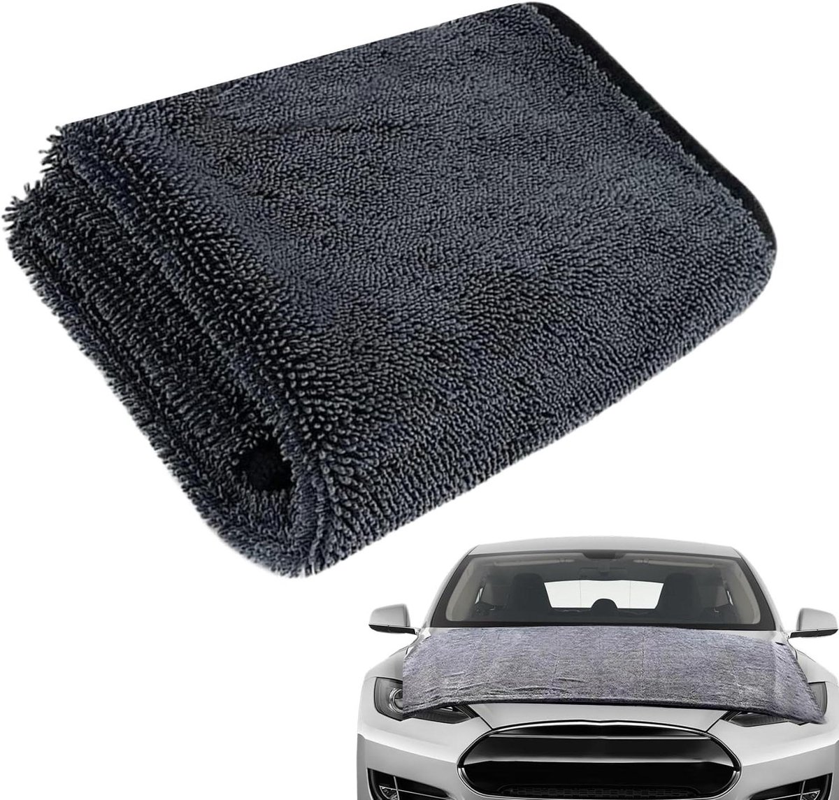 Autowashandjes - Microvezeldoeken - Auto Reinigen - Streepvrij Droog - 90x60 cm - Grijs